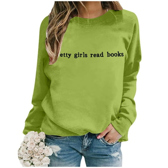 Women's Fall/Winter Fashion Casual Letters Print Loose Long Sleeve Crew Neck Hoodie No Hoodie Sweatshirt Front Zip Jacket Women Active Hoodie Women Baseball Hoodies Women Pretty Sweater Women