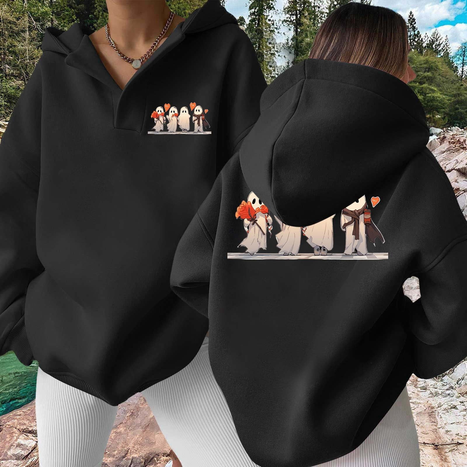 And Winter Fashion Printed Women's Hooded Sweatshirt Without Pockets Womens Sports Hoodie Color Sweatshirt for Women Women's Hooded Sweatshirt Sweat Shirts Women Women's Sweatshirts Large Hooded