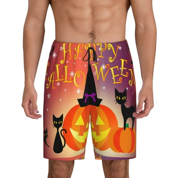 Fotbe Halloween Pajama Shorts for Men, Men's Pajama Bottoms, Sleepwear,Short Pajama Pants-3X-Large