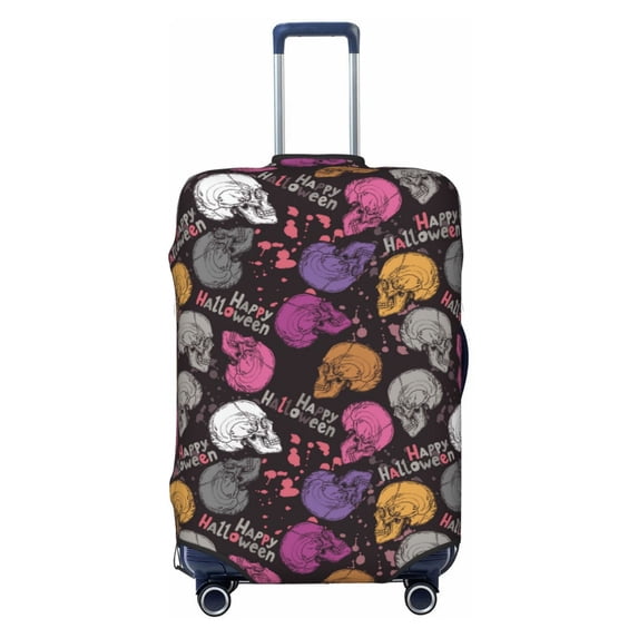 Fotbe Halloween Skeleton Luggage Cover Protector,Suitcase Protector,Scratch and Dirt Resistant,Fits 18-32 Inch Luggage-Small
