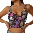thumbnail image 1 of Fotbe Halloween Skeleton Pattern Womens' Sports Bra Longline Wirefree Padded with Medium Support Sports Moisture-Wicking Workou Vest,Tank Top-Medium, 1 of 7