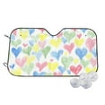 thumbnail image 1 of Fotbe Hand Drawn Colored Hearts Car Windshield Sunshade | Sun Visor Protector Front Window Shade, Keeps Out UV Rays, Keeps Your Vehicle Cool-, 1 of 7