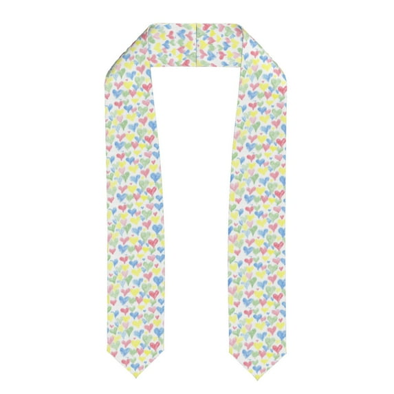 Fotbe Hand Drawn Colored Hearts Printed Class of 2024 Graduation Stole