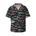 thumbnail image 1 of Fotbe Hand Drawn Colorful Fishes print Short Sleeve Button Down Shirts for Men Casual Summer Beach Wrinkle Free Shirt-Large, 1 of 7