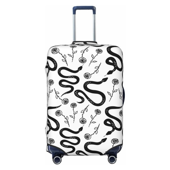 Fotbe Hand Drawn Snake Luggage Cover Protector,Suitcase Protector,Scratch and Dirt Resistant,Fits 18-32 Inch Luggage-Medium