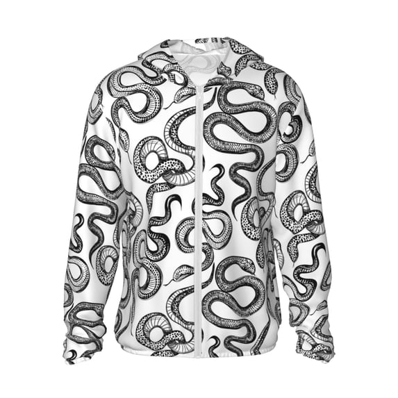 Fotbe Hand Drawn Snake Men's Women's UPF 50+ Sun Protection Jacket Hooded Cooling Shirt with Pockets Hiking Outdoor Performance-Large