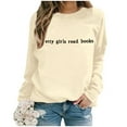 thumbnail image 1 of Women's Fall/Winter Fashion Casual Letters Print Loose Long Sleeve Crew Neck Hoodie No Hoodie Sweatshirt Front Zip Jacket Women Active Hoodie Women Baseball Hoodies Women Pretty Sweater Women, 1 of 5