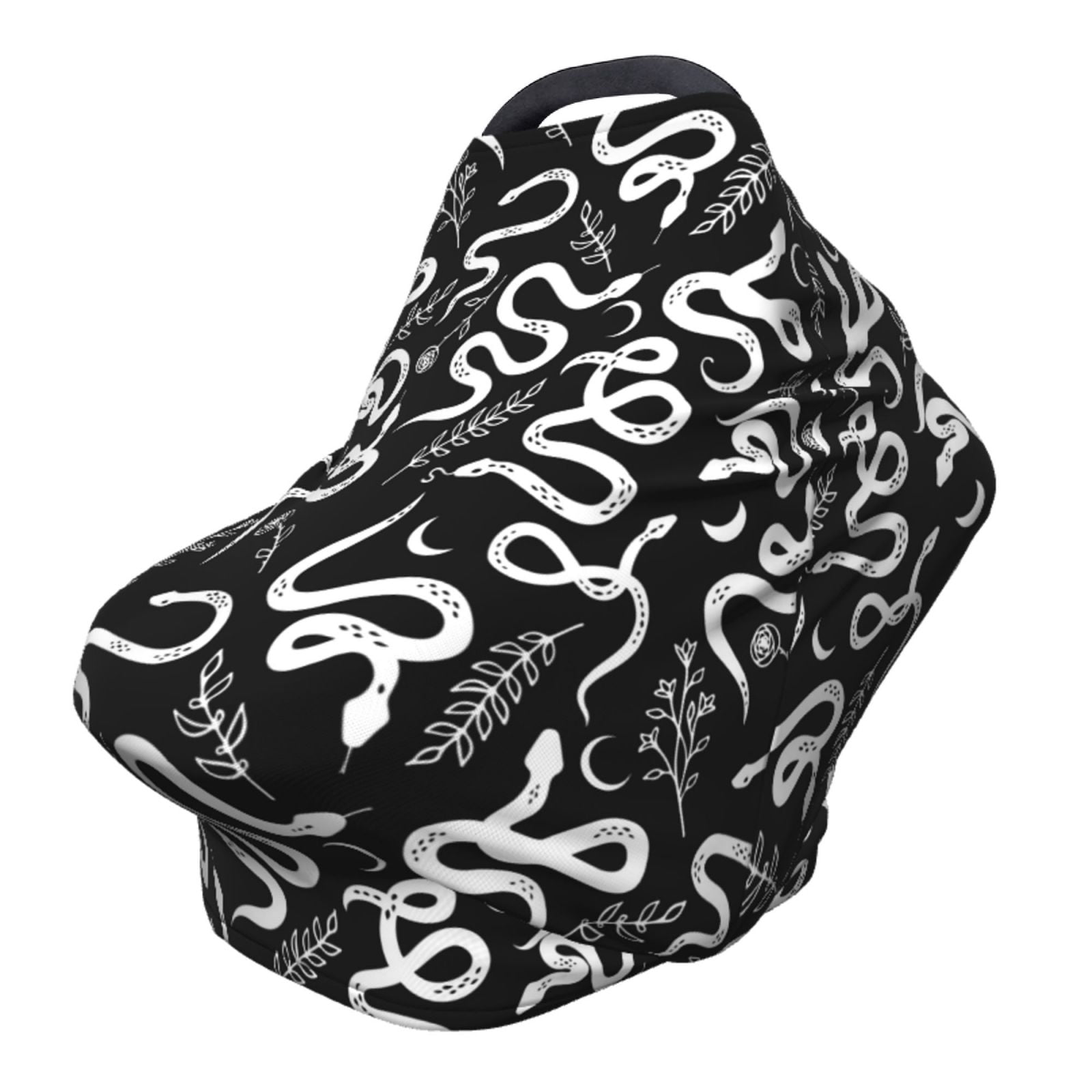 Fotbe Hand Drawn Snake Pattern Car Seat Covers for Babies, Nursing Breastfeeding Cover Infant Carseat Canopy, Soft Stretchy Carrier Cover