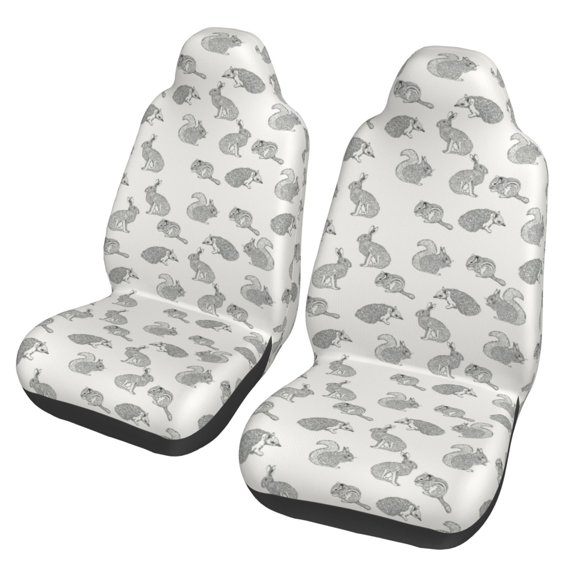Fotbe Hand Drawn Squirrel Pattern Automotive Seat Covers for Cars Trucks and SUVs – Car Seat Covers for Front Seats,Protective Seat Covers,Vehicle Seat Covers, Set of 2