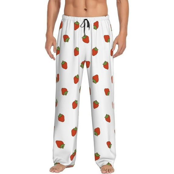Fotbe Hand Drawn Strawberry Men's Pajama Pants,Sleepwear Pants,Pj Bottoms Drawstring And Pockets-Small