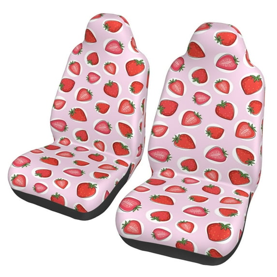 Fotbe Hand Drawn Strawberry Pattern Automotive Seat Covers for Cars Trucks and SUVs – Car Seat Covers for Front Seats,Protective Seat Covers,Vehicle Seat Covers, Set of 2