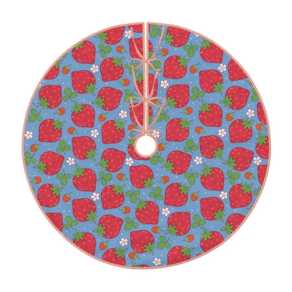 Fotbe Hand Drawn Strawberry Pattern Christmas Tree Skirt, Tree Skirts Plush Christmas Decorations, Christmas Tree Skirts Xmas Decorations Holiday Party Decor-36"