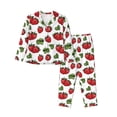 thumbnail image 1 of Fotbe Hand Drawn Strawberry Pattern Long Sleeve Pajama Set for Women,Sleepwear Set,2-piece Loungewear Set,Soft PJs Comfy Nightwear with Pockets -Large, 1 of 7