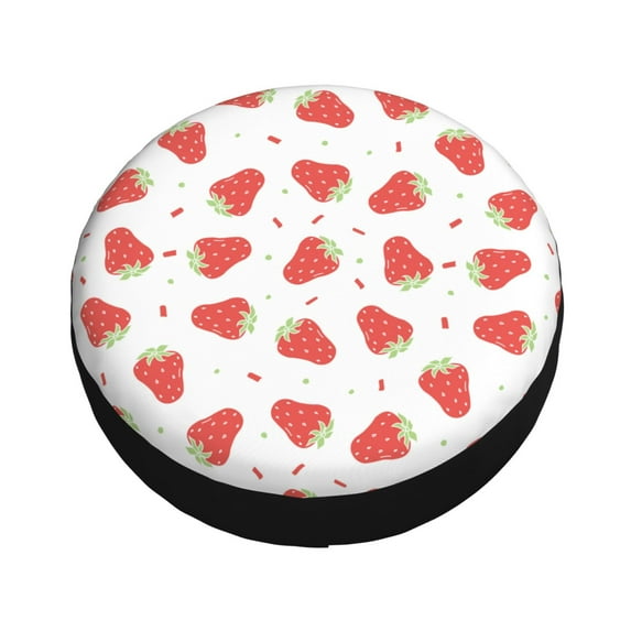 Fotbe Hand Drawn Strawberry Spare Tire Cover Thickening Universal Fit for Jeep, Trailer, RV, SUV, Truck, Tough Tire Wheel Soft Cover-14 inch