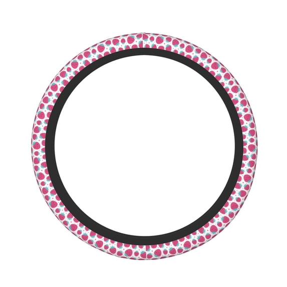 Fotbe Hand Drawn Strawberry Steering Wheel Cover Universal 15 in Car Accessories for Men Women,Steering Wheel Protector Comfortable Protective Case for SUV Sedan Decor