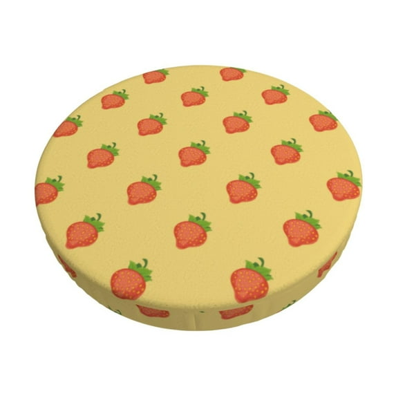 Fotbe Hand Drawn Strawberry Stool Covers Round,Waterproof Round Bar Stool Covers Bar Chair Covers Washable Stool Cushion Slipcover for 12-14 Inch Chair-