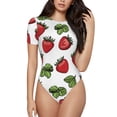 thumbnail image 1 of Fotbe Hand Drawn Strawberry Women's Crew Neck Short Sleeves Bodysuit Tops Round Neck Slim Sleeveless Soft Comfortable Basic-X-Large, 1 of 9