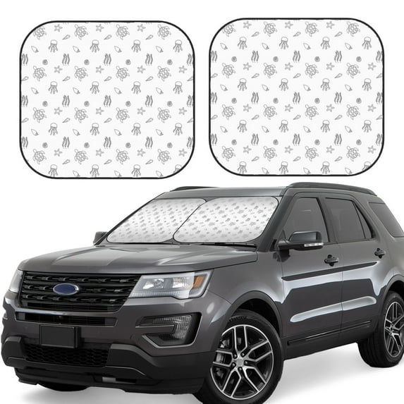 Fotbe Hand Drawn Turtle 2-Piece Car Windshield Sun Shade | Sun Blocker for Car Windshield | Foldable Automotive Interior Accessories for Sun Protection-Medium