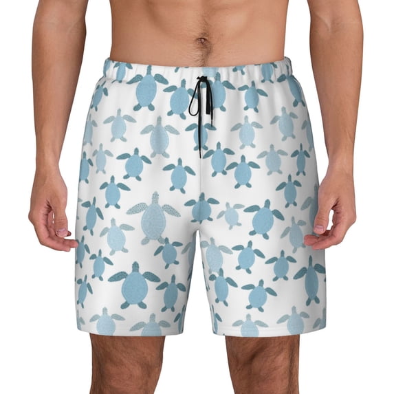 Fotbe Hand Drawn Turtle Men’s Swim Trunks Quick Dry Swim Shorts Board Shorts with Mesh Lining-X-Large