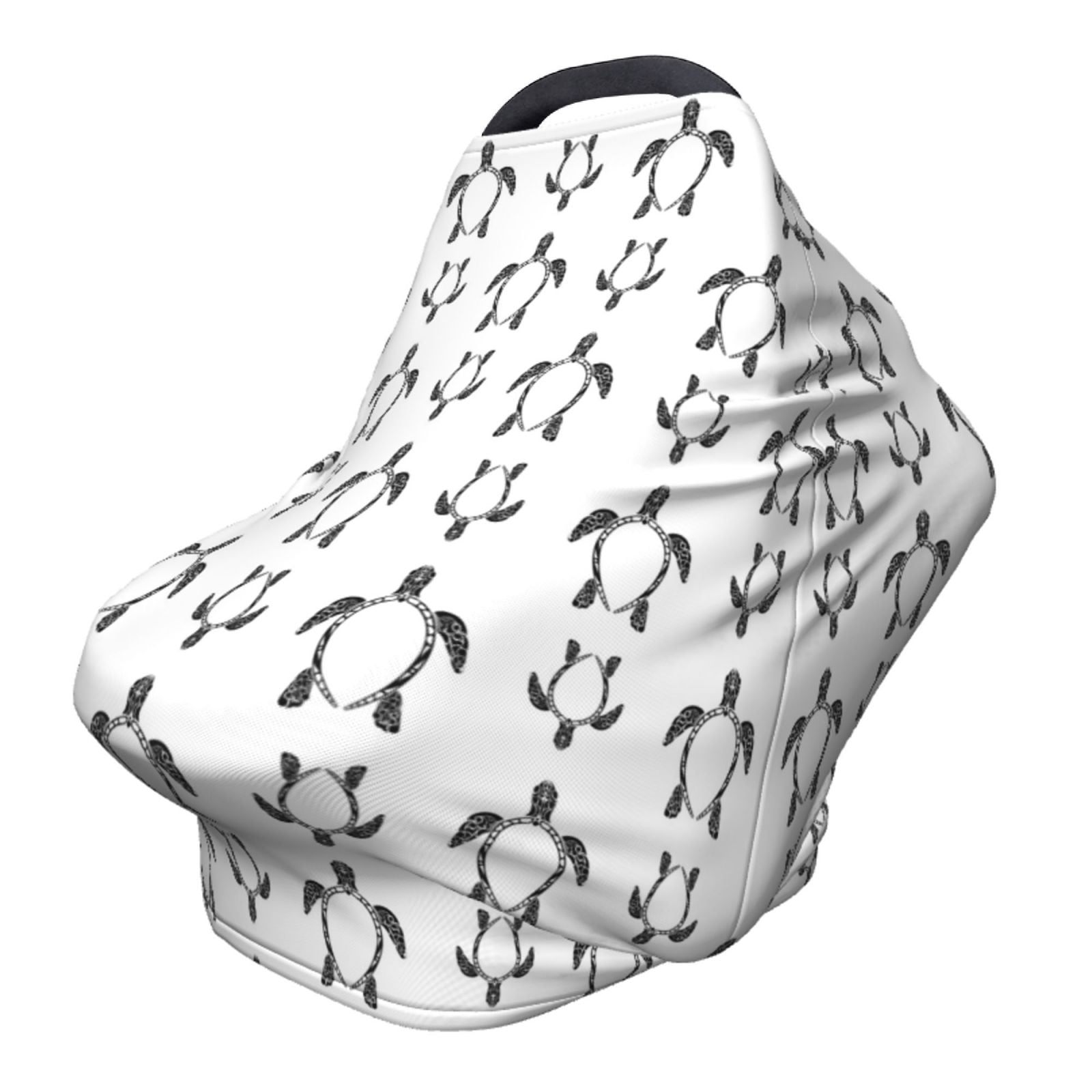 Fotbe Hand Drawn Turtle Pattern Car Seat Covers for Babies, Nursing Breastfeeding Cover Infant Carseat Canopy, Soft Stretchy Carrier Cover