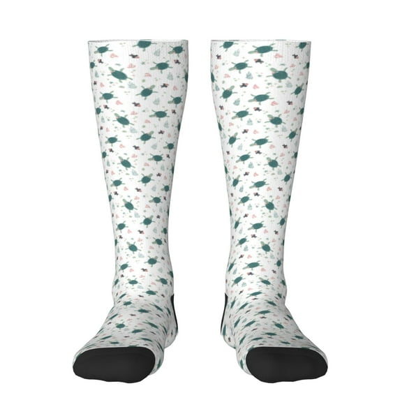 Fotbe Hand Drawn Turtle print Women's Men's Novelty Crew Socks Cotton Socks Knee High Socks for Walking,Running,Nurses,Pregnancy