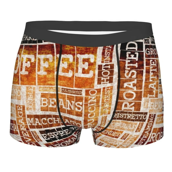 Fotbe Hand Drawn Vintage Coffee Men’s Total Support Pouch Boxer Briefs, X-Temp Cooling, Moisture-Wicking Underwear, Regular, Long-leg and Trunk-X-Large