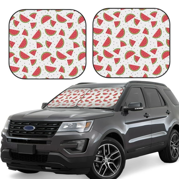 Fotbe Hand Drawn Watermelon 2-Piece Car Windshield Sun Shade | Sun Blocker for Car Windshield | Foldable Automotive Interior Accessories for Sun Protection-Small