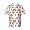 thumbnail image 1 of Fotbe Hand Drawn Watermelon Hawaiian Shirt for Men Unisex Summer Beach Casual Short Sleeve Cotton Linen Button Down Shirts-Medium, 1 of 9