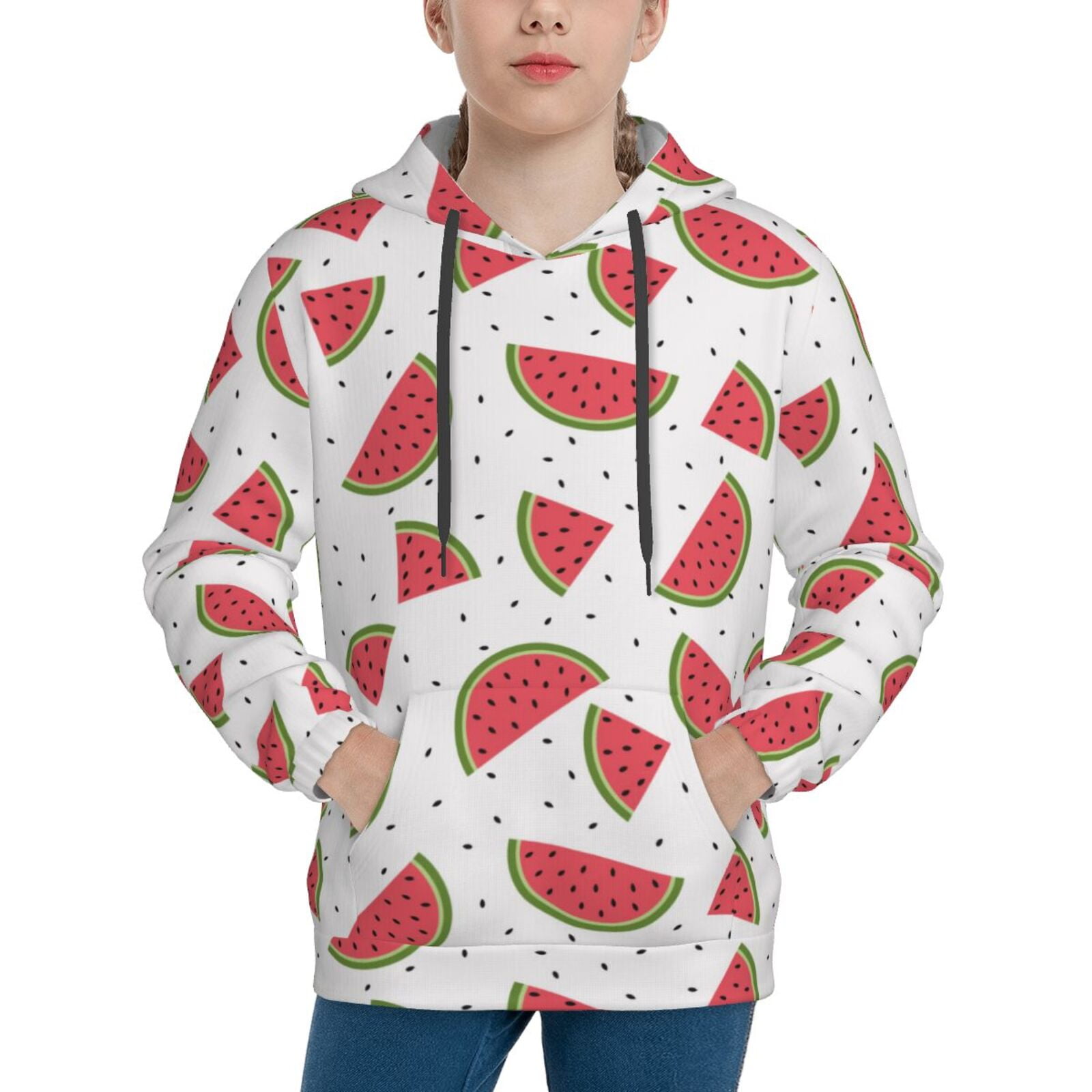 Fotbe Hand Drawn Watermelon Pattern Youth Pullover Hooded Sweatshirt ...