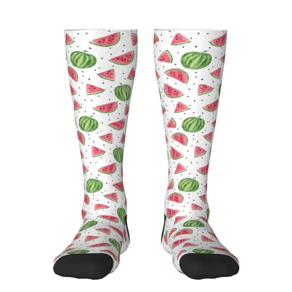 Fotbe Hand Drawn Watermelon print Women's Men's Novelty Crew Socks Cotton Socks Knee High Socks for Walking,Running,Nurses,Pregnancy