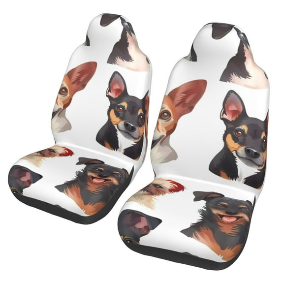 Fotbe Happy Dog Faces Collage Pattern Automotive Seat Covers for Cars Trucks and SUVs – Car Seat Covers for Front Seats,Protective Seat Covers,Vehicle Seat Covers, Set of 2