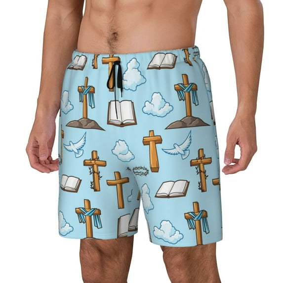 Fotbe Happy Easte Men’s Swim Trunks Quick Dry Swim Shorts Board Shorts with Mesh Lining-Large