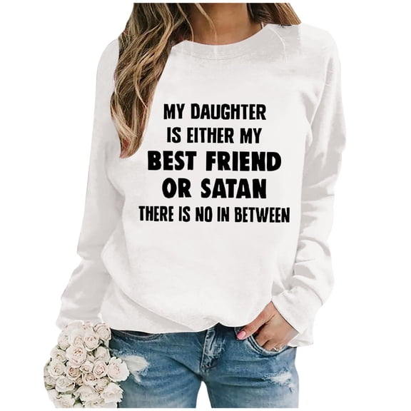 Ladies Fashion Casual Solid Color Loose Long Sleeved Letter Printed Round Neck Hoodie Cat Sweatshirts for Women Dressy Zipper Sweatshirts Women Sweatshirts Women Hoodies plus Size Women 5x Pretty