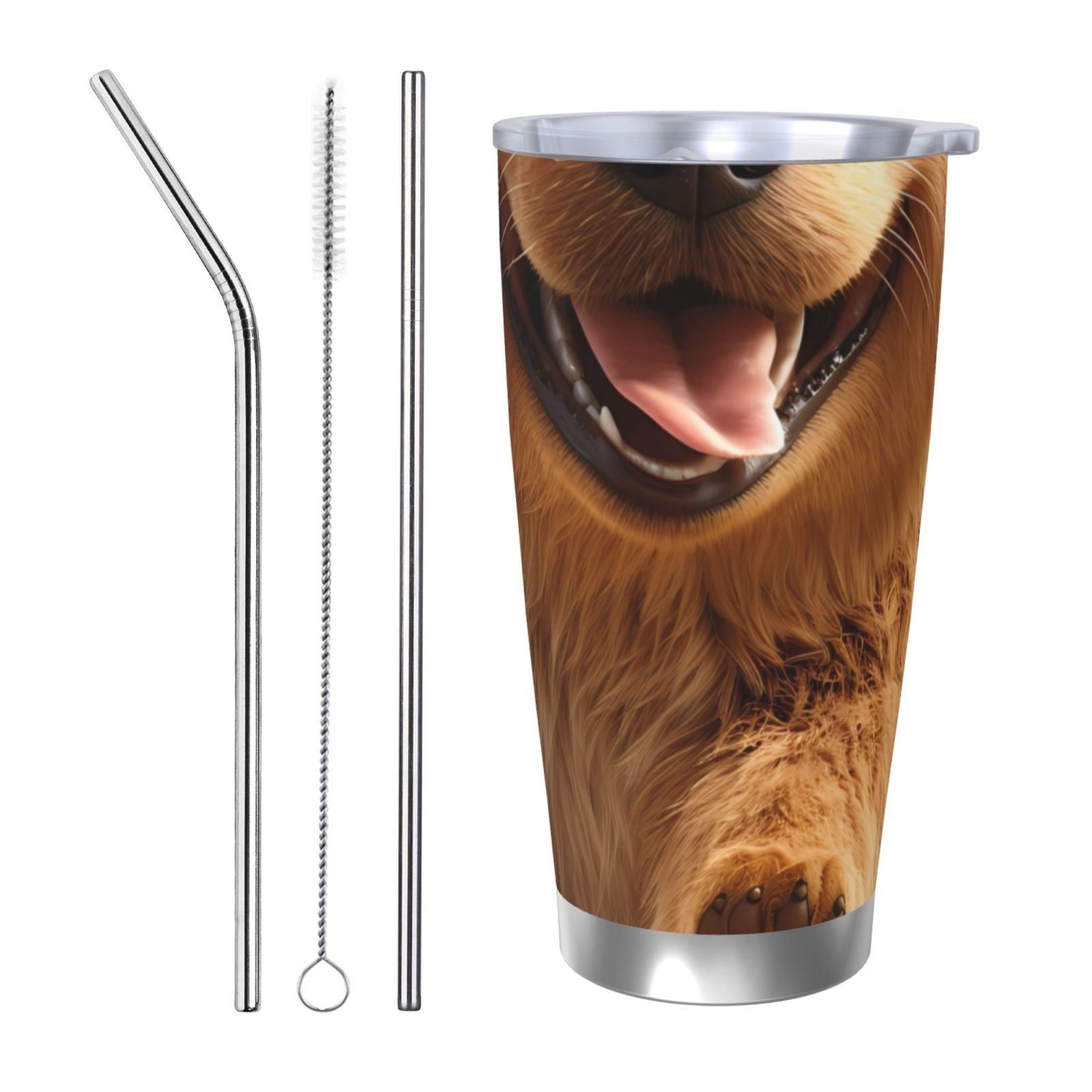 Fotbe Happy Fluffy Running Dog Pattern 20 oz Tumbler Stainless Steel ...