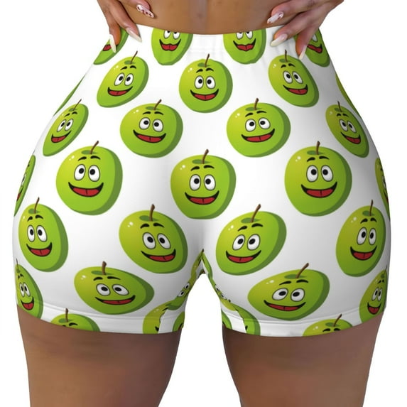 Fotbe Happy Fruit Seamless Shorts, Womens Workout Shorts High Waist Stretch Booty Short for Gym/Yoga/Running/Biking-X-Large
