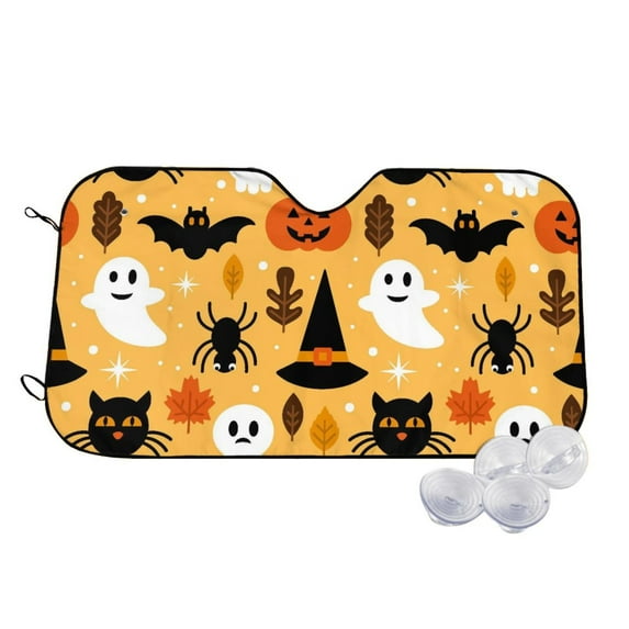 Fotbe Happy Halloween Car Windshield Sunshade | Sun Visor Protector Front Window Shade, Keeps Out UV Rays, Keeps Your Vehicle Cool-Medium