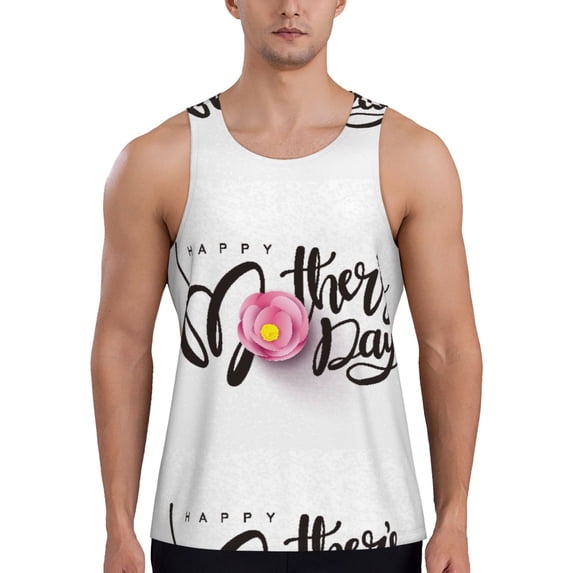 Fotbe Happy Mother's Day (3) Pattern Men's Quick Dry Workout Tank Top Gym Muscle Tee Fitness Bodybuilding Sleeveless T Shirt Breathable Workout Shirt-X-Large