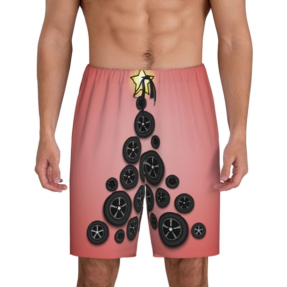 Fotbe Happy New Year3 Pajama Shorts for Men, Men's Pajama Bottoms, Sleepwear,Short Pajama Pants-Small