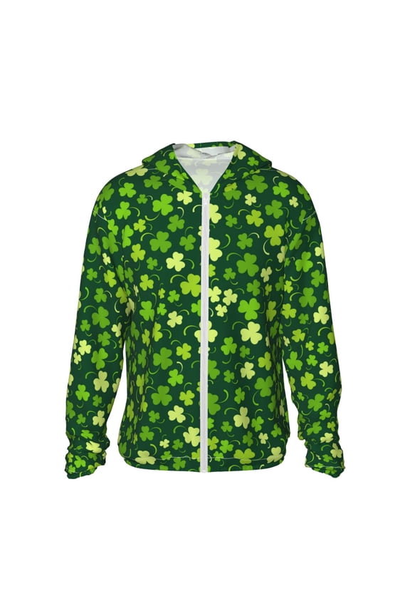Happy St. Patrick's day Men's Women's UPF 50+ Sun Protection Jacket Hooded Cooling Shirt with Pockets Hiking Outdoor Performance-Medium