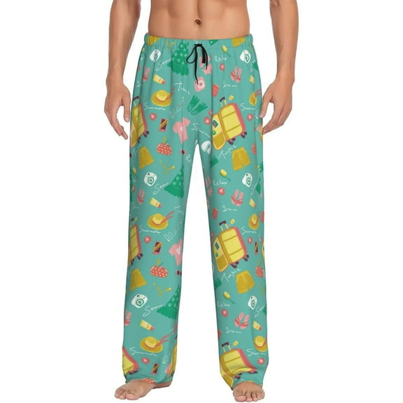 Fotbe Happy Summer Men's Pajama Pants,Sleepwear Pants,Pj Bottoms Drawstring And Pockets-Small