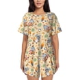 thumbnail image 1 of Fotbe Happy Summer With Gnome Print Pajama Set for Women 2 Piece Loungewear Short Sleeve Tops and Shorts Set Soft Sleepwear-Large, 1 of 7