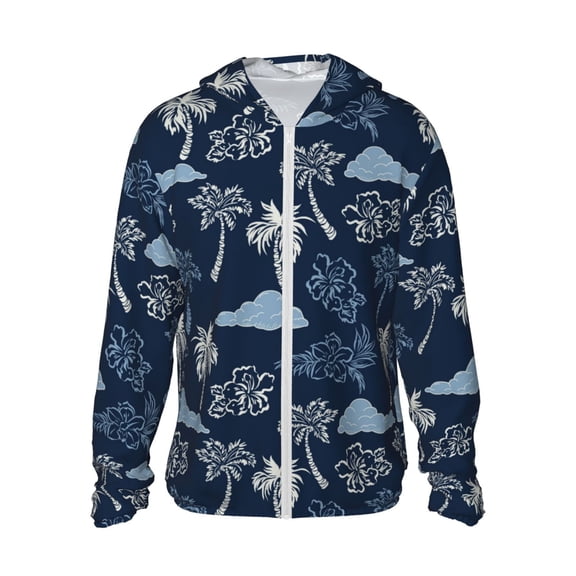 Fotbe Hawaii Palms Men's Women's UPF 50  Sun Protection Jacket Hooded Cooling Shirt with Pockets Hiking Outdoor Performance-3X-Large