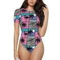 thumbnail image 1 of Fotbe Hawaii Palms Women's Crew Neck Short Sleeves Bodysuit Tops Round Neck Slim Sleeveless Soft Comfortable Basic-Large, 1 of 9