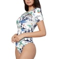 thumbnail image 1 of Fotbe Hawaii Palms Women's Crew Neck Short Sleeves Bodysuit Tops Round Neck Slim Sleeveless Soft Comfortable Basic-XX-Large, 1 of 7