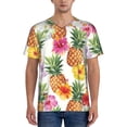 thumbnail image 1 of Fotbe Hawaiian Pineappl Baseball Jersey Shirt for Men and Women, Casual Short Sleeves Button Down T-Shirt-X-Large, 1 of 9