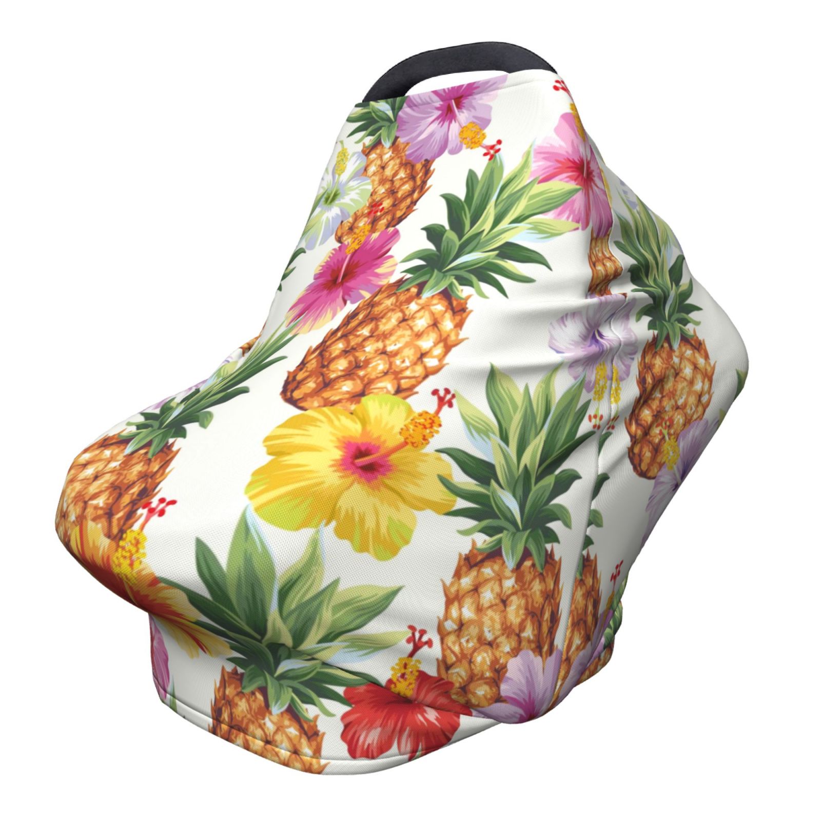 Fotbe Hawaiian Pineappl Pattern Car Seat Covers for Babies, Nursing Breastfeeding Cover Carseat Canopy, Soft Stretchy Carrier Cover