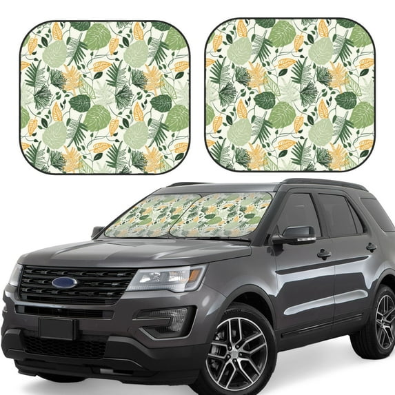 Fotbe Hawaiian Style 2-Piece Car Windshield Sun Shade | Sun Blocker for Car Windshield | Foldable Automotive Interior Accessories for Sun Protection-