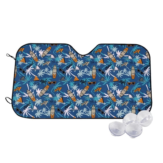 Fotbe Hawaiian Style Car Windshield Sunshade | Sun Visor Protector Front Window Shade, Keeps Out UV Rays, Keeps Your Vehicle Cool-Small