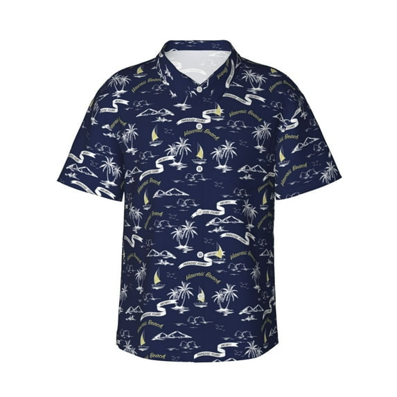 Fotbe Hawaiian Style Hawaiian Shirt for Men Unisex Summer Beach Casual Short Sleeve Cotton Linen Button Down Shirts-Large