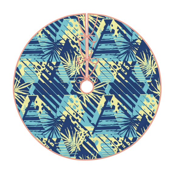 Fotbe Hawaiian Style Pattern Christmas Tree Skirt, Tree Skirts Plush Christmas Decorations, Christmas Tree Skirts Xmas Decorations Holiday Party Decor-36"
